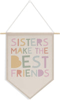 Cute Girl Decor Canvas Banner, Girls Room Decor, Flags for Bedroom Girls, Bedroom Playroom Wall Art Decorations, Boho Twin Sign, Siblings Room Hanging Pennant Flag Banner