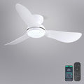 46 Inch Modern Ceiling Fans with Lights, Flush Mount Ceiling Fan with Remote/APP Control, 3 Reversible Curved Blades, 6 Speeds, 3 CCT, Dimmable Lights for Kids Room Bedroom, White