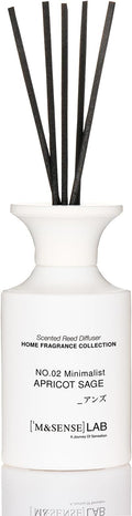 M&SENSE Minimalist Large Reed Diffuser 300ml, Apricot Sage Scented with Natural Essential Oils, Long Lasting with 7 Sticks, Non-Toxic Home Fragrance for Bedroom, Bathroom Decor