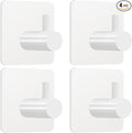 White Adhesive Towel Hooks: 15LB Heavy Duty Wall Hooks Stick on Shower Hooks for Bathroom Kitchen Door-4Packs