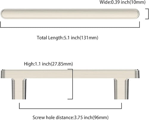 10 Pack 3.75 Inch(96mm) Kitchen Cabinet Handles Brushed Satin Nickel Cabinet Pulls Kitchen Cabinet Hardware Drawer Pulls for Cupboard Wardrobe
