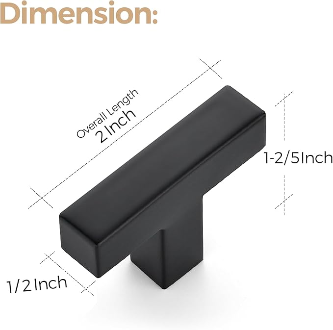 Ravinte 10 Pack 2 inch Length Square Cabinet Pulls Matte Black Stainless Steel Kitchen Drawer Pulls Cupboard Handles Cabinet Handles