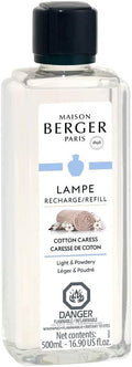 Maison Berger - Cotton Caress - Lampe Berger Fragrance Refill – 16.9 oz (500ml) – Home Fragrance Oil & Air Purifier – Rose, Orange Blossom & Vanilla Notes