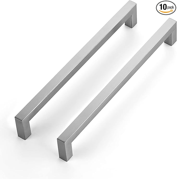Ravinte 10 Pack 8-4/5 Inch Square Cabinet Handles - Satin Nickel & Brushed Nickel Drawer Pulls - Kitchen Cabinet Hardware