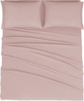 Mejoroom King Size Bed Sheet Set - Hotel Luxury 1800 Bedding Sheets & Pillowcases - 16" Deep Pocket Fitted Sheet, Soft, Breathable, Wrinkle & Fade Resistant - 4 Piece(King, Dusty Pink)