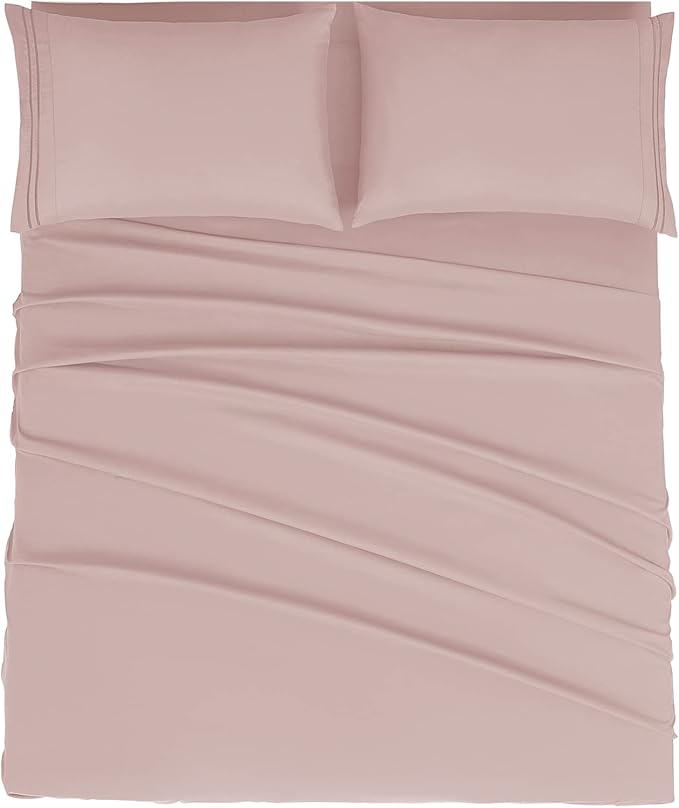 Mejoroom Bed Sheets Set,Extra Soft Luxury Full Sheets with 16 Inch Deep Pocket,Premium Bedding Collection - Breathable Wrinkle Fade Stain Resistant Hypoallergenic - 4 Piece (Full, Dusty Pink)