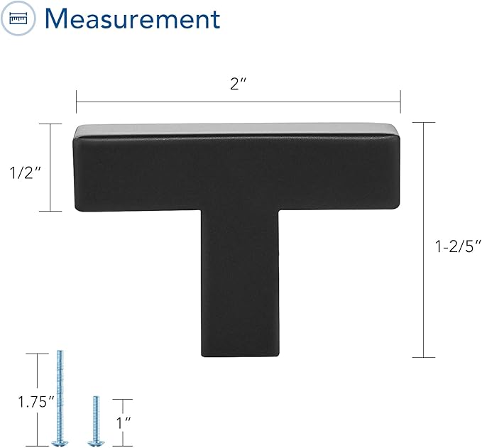 Ravinte 20 Pack Black Cabinet Pulls Single Hole Square Kitchen Cabinet Handles Matte Black Kitchen Hardware for Drawer Pulls Drawer Handles Come with Screwdriver