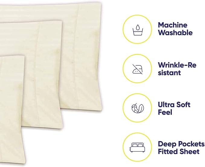 Twin Size Bed Sheets - 4 Piece 1500 Supreme Collection Fine Brushed Microfiber Deep Pocket Twin Sheet Set Bedding - 1 EXTRA PILLOW CASES, GREAT VALUE, Twin, Dobby Beige