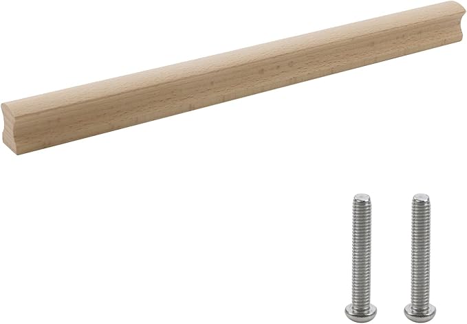 2Pcs Unfinished Beech Wood Solid Furniture Pulls,Unpainted Paintable Wooden Cupboard Closet Drawer Handle Pull,Length 11.81",Hole Dis.8.82"