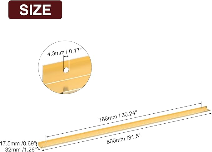 uxcell Cabinet Finger Edge Pull, 3pcs 800mm/31.5 Aluminum Alloy Back Mount Hidden Cabinet Pulls Concealed Handle for Home Kitchen Drawer Cabinet, Gold