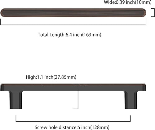 10 Pack 5 Inch(128mm) Kitchen Cabinet Handles Oil Rubbed Bronze Cabinet Pulls Kitchen Cabinet Hardware Drawer Pulls for Cupboard Wardrobe