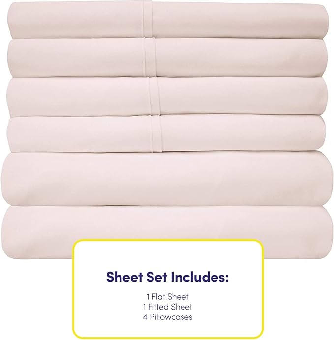 Sweet Home Collection 6 Piece 1500 Supreme Collection Brushed Microfiber Deep Pocket Sheet Set-2 Extra Pillow Cases, Great Value, Rv Short Queen, Pale Pink