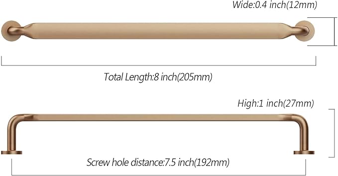 Asidrama 10 Pack 7.5 Inch(192mm) Champagne Bronze Kitchen Cabinet Handles, Cabinet Pulls Kitchen Cabinet Hardware for Cupboard Drawer Pulls