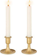 Gold Taper Candle Holder Vintage: Small Candle Sticks Holder Decor Brass Candlestick Holders for Home Dinning Table Wedding Centerpiece Holiday Party Chrismas Mantel Set of 2