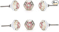 Perilla Home Set of 6 Ceramic Knobs Decorative Knobs for Room Kitchen Cabinet Hardware Cupboard Door Knobs Dresser Wardrobe and Drawer Pulls (Pink & White)