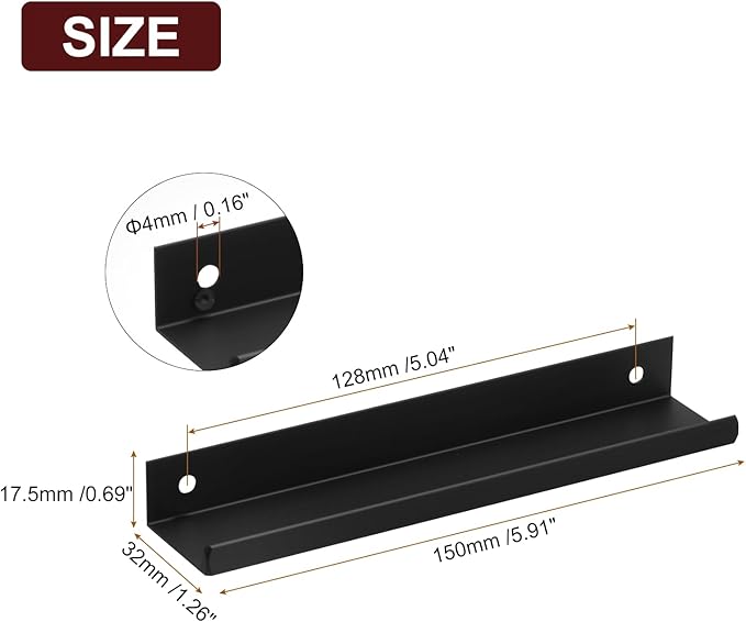 uxcell Cabinet Finger Edge Pull, 3pcs 150mm / 5.91" Aluminum Alloy Back Mount Hidden Cabinet Pulls Concealed Handle for Home Kitchen Drawer Cabinet, Black