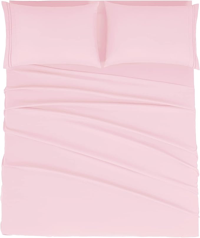 Mejoroom King Size Sheet Set - Soft Microfiber Bed Sheets,Deep Pocket Fitted Sheet, Soft, Breathable, Wrinkle & Fade Resistant - 4 Piece (King, Blush Pink)