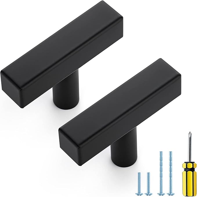Ravinte Black Cabinet Handles 10 Pack Matte Black Square Cabinet Pulls Kitchen Hardware 2 inch Overall Length Kitchen Drawer Pulls
