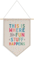 Nursery Decor Playroom Wall Decor, Boy Bedroom Decor, Boho Classroom Decorations, Canvas Banner Wall Hanging Banner Flag Room Decor, This is Where All The Fun Stuff Happens Banner