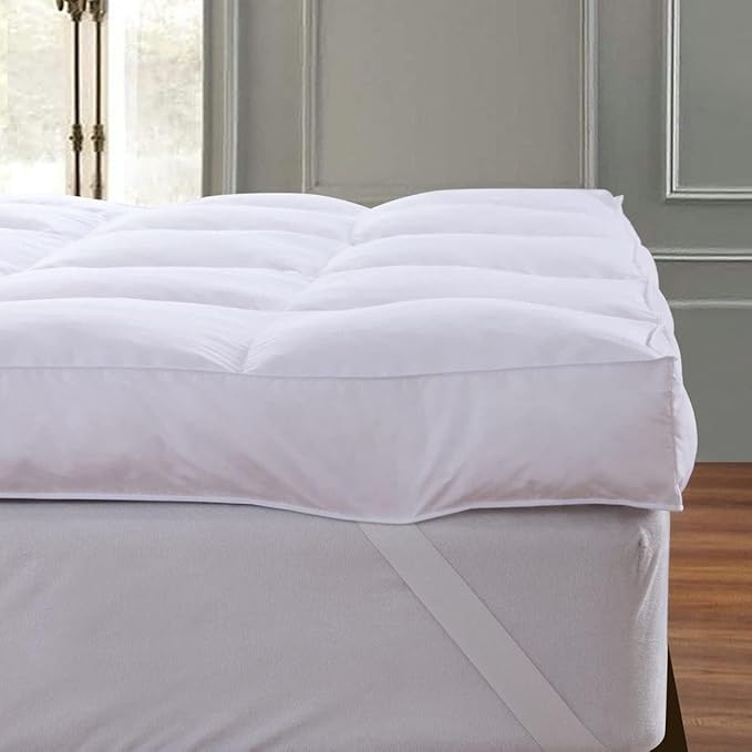 QUEEN ROSE Full Size Mattress Topper, Extra Soft Pillow Top Mattress Topper Full, Cooling Thick Plush Bed Topper Cloud-Like Down Alternative, Baffle Box White, for Back Pain Relief