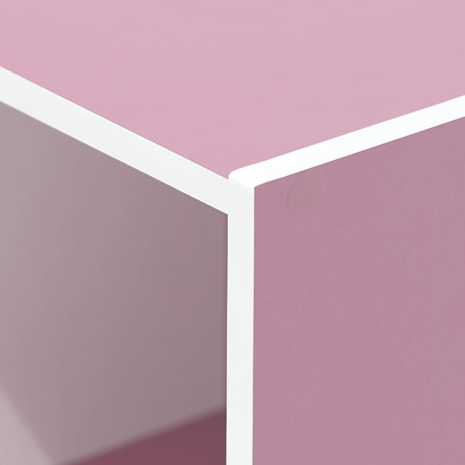Furinno LUDER Book Shelf, 3-Cube Bookshelf, Bookcase, 9.3" x 12" x 31.5", for Living Room, Bedroom, Home Office, White/Pink