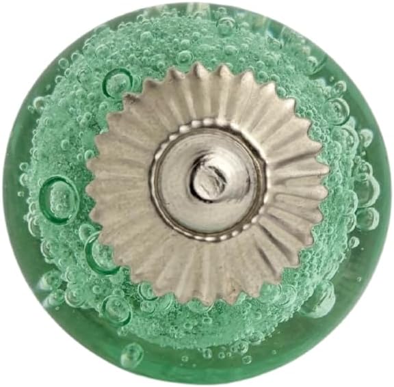 Perilla Home Set of 6 Crystal Bubble Glass Knob for Kitchen Cabinets - Crystal Glass Handles and Pull Knob for Dresser Drawer | Living Room | Kitchen | Bathroom | Closet Cupboard Furniture