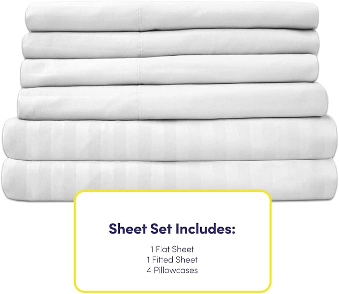 Cal King Size Bed Sheets - 6 Piece 1500 Supreme Collection Fine Brushed Microfiber Deep Pocket California King Sheet Set Bedding - 2 Extra Pillow Cases, Great Value, California King, Dobby White