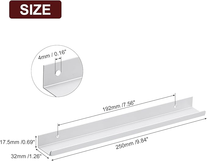uxcell Cabinet Finger Edge Pull, 3pcs 250mm / 9.84" Aluminum Alloy Back Mount Hidden Cabinet Pulls Concealed Handle for Home Kitchen Drawer Cabinet, Silver