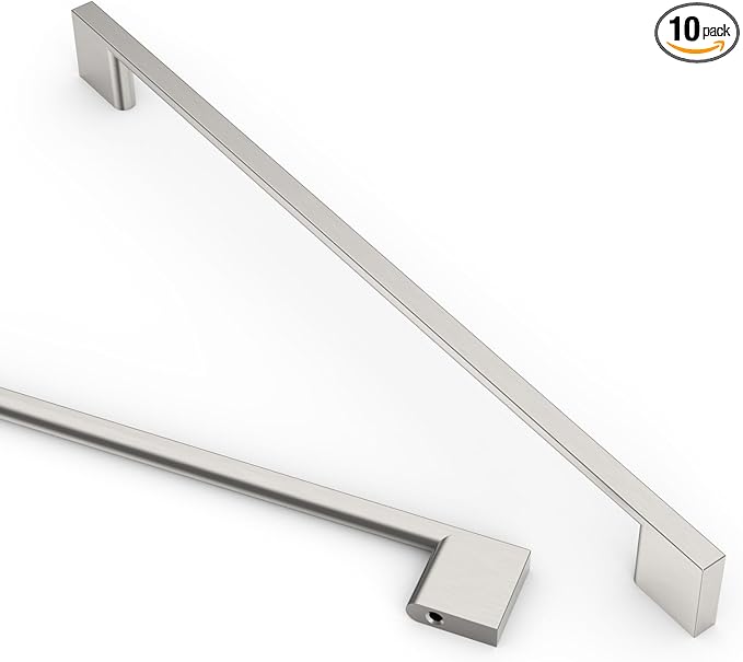 Asidrama 10 Pack 10 Inch(256mm) Brushed Satin Nickel Kitchen Cabinet Handles, Cabinet Pulls Kitchen Cabinet Hardware for Cupboard Drawer Pulls
