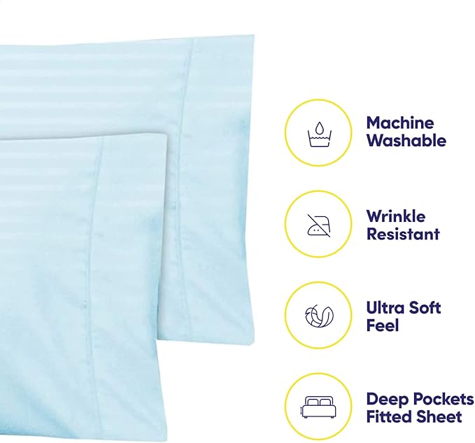 Twin Size Bed Sheets - 4 Piece 1500 Supreme Collection Fine Brushed Microfiber Deep Pocket Twin Sheet Set Bedding - 1 EXTRA PILLOW CASES, GREAT VALUE, Twin, Dobby Light Blue