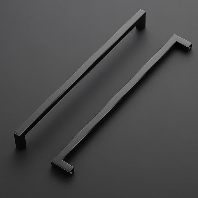 Ravinte 3 Pack Black Cabinet Pulls 12-3/5 Inch Square Kitchen Cabinet Handles Matte Black Kitchen Hardware for Drawer Pulls Drawer Handles Come with Screwdriver