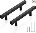 JOY DECOR 10 Pack 3-3/4 Inch Matte Black Square Cabinet Handles Stainless Steel Cabinet Hardware Pulls for Kitchen and Drawers with 6 Inch Overall Length