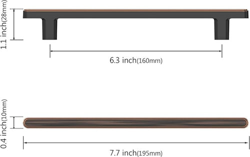 10 Pack 6.3 Inch(160mm) Kitchen Cabinet Handles Oil Rubbed Bronze Cabinet Pulls Kitchen Cabinet Hardware Drawer Pulls for Cupboard Wardrobe