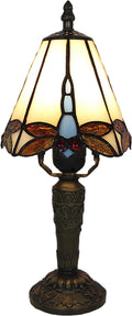 Tiffany Small Table Lamp 3-Way Color Temperatures Dragonfly Stained Glass Table Lamps for Living Room, Bedroom Bedside Nightstand Night Light Home Office Desk Lamp+LED Bulb,6X6X12.5Inch