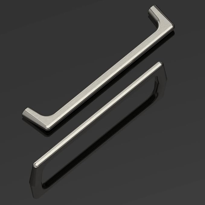 Amerdeco 10 Pack Brushed Satin Nickel Cabinet Pulls 6.3 Inch(160MM) Hole Centers Kitchen Cabinet Handles Hardware Kitchen Handles for Cabinets Cupboard Handles Drawer Pulls ZH0041