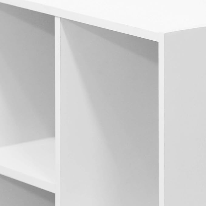 Furinno LUDER Book Shelf, 7-Cube Bookshelf, Bookcase, 9.4" x 19.5" x 41.7", for Living Room, Bedroom, Home Office, White