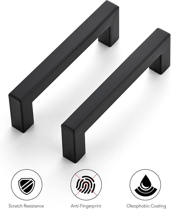 Ravinte 14 Pack 4 Inch Square Cabinet Handles Matte Black Drawer Pulls Kitchen Cabinet Hardware Cupboard Handles