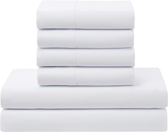 Sweet Home Collection 5 Piece Comforter Set Bag Solid Color All Season Soft Down Alternative Blanket & Luxurious Microfiber Bed Sheets, White, Twin