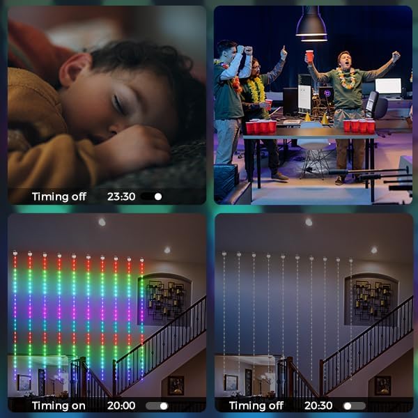 KPORE Smart Fairy Curtain Lights - 300 LED Color-Changing String for Indoor/Outdoor Decor - Christmas, Weddings, Parties & Room Backdrop
