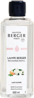 Maison Berger - Lady Flower - Lampe Berger Fragrance Refill Oil for Home Diffusers - Luxury Air Freshener with Bergamot, Jasmine & Precious Wood Notes - 16.9 Fl Oz (500ml)