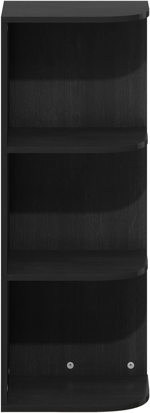 Furinno PASIR Book Shelf, 3-Tier Corner Bookshelf, Open Shelves Bookcase 9.3" x 12" x 31.5", for Living Room, Bedroom, Home Office, Blackwood