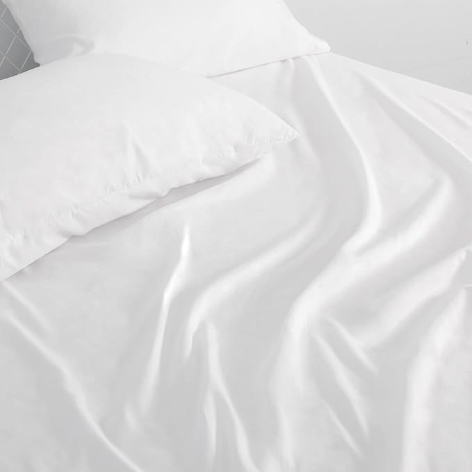 Moonsea Queen Sheet Sets Air Mattress Sheets - 3 Pieces Extra Deep Pocket Queen Sheets Sets 16 to 24 inch - Sheets with Pockets on Side - Easily Fits Extra Deep Pillow Top Air Mattress (White)