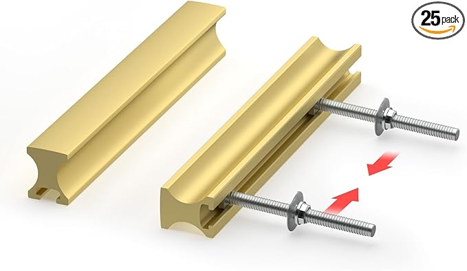 homdiy 25 Pack Adjustable Brushed Brass Cabinet Pulls 1" to 4" (25-102mm) Adjustable Hole Distance Drawer Pulls