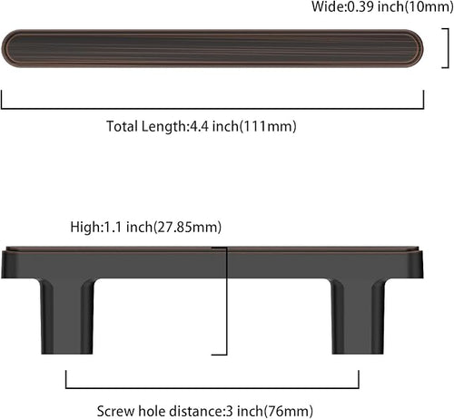 10 Pack 3 Inch(76mm) Kitchen Cabinet Handles Oil Rubbed Bronze Cabinet Pulls Kitchen Cabinet Hardware Drawer Pulls for Cupboard Wardrobe