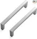 Ravinte 25 Pack Solid 5 Inch Center to Center Slim Square Bar Drawer Handles Cabinet Hardware - Brushed Nickel Kitchen Pulls