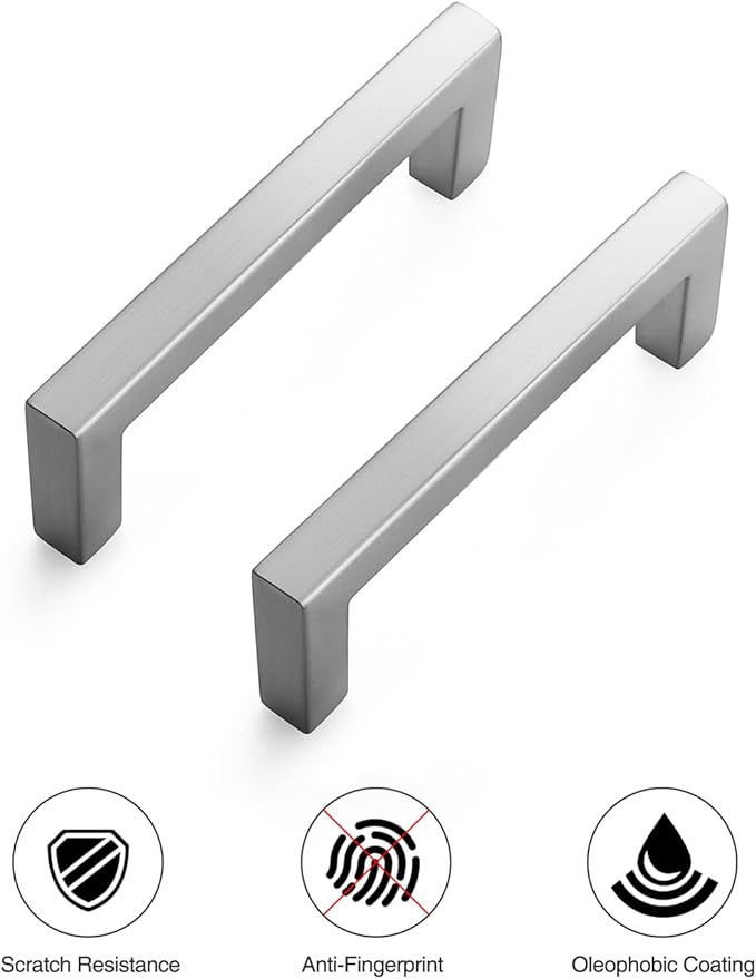 Ravinte 20 Pack Solid 3 Inch Center to Center Slim Square Bar Drawer Handles Kitchen Cabinet Handles Brushed Nickel Drawer Pulls Kitchen Cabinet Hardware Kitchen Handles Cabinet Pulls