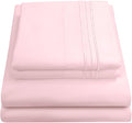 1800 Thread Count Sheet Set – Soft Egyptian Quality Brushed Microfiber Sheets – Luxury Bedding Set with Flat Sheet, Fitted Sheet, Pillow Cases, Full, Pale Pink, Sheet Set