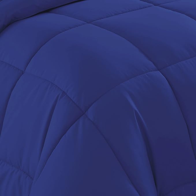 Sweet Home Collection 7 Piece Comforter Set Bag Solid Color All Season Soft Down Alternative Blanket & Luxurious Microfiber Bed Sheets, Royal Blue, Twin XL (Pack of 4)