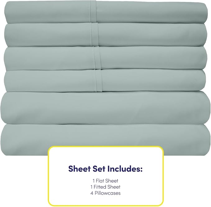 Sweet Home Collection 6 Piece Bed Sheet Set, King, Slate