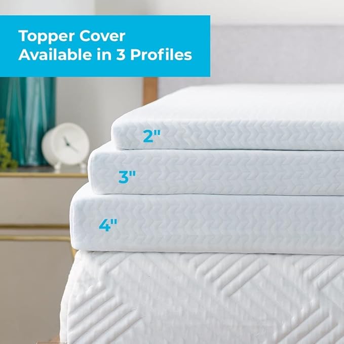 Linenspa 2 Inch Mattress Topper-Cover Queen-Cover Only-Machine Washable – Breathable – Non Slip – with Zipper,White
